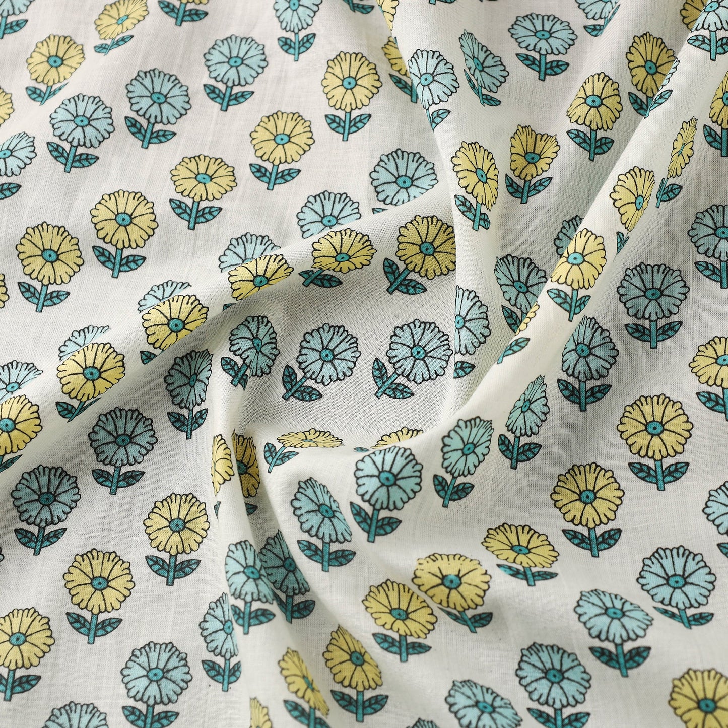 White Cotton Jaipur Print Fabric
