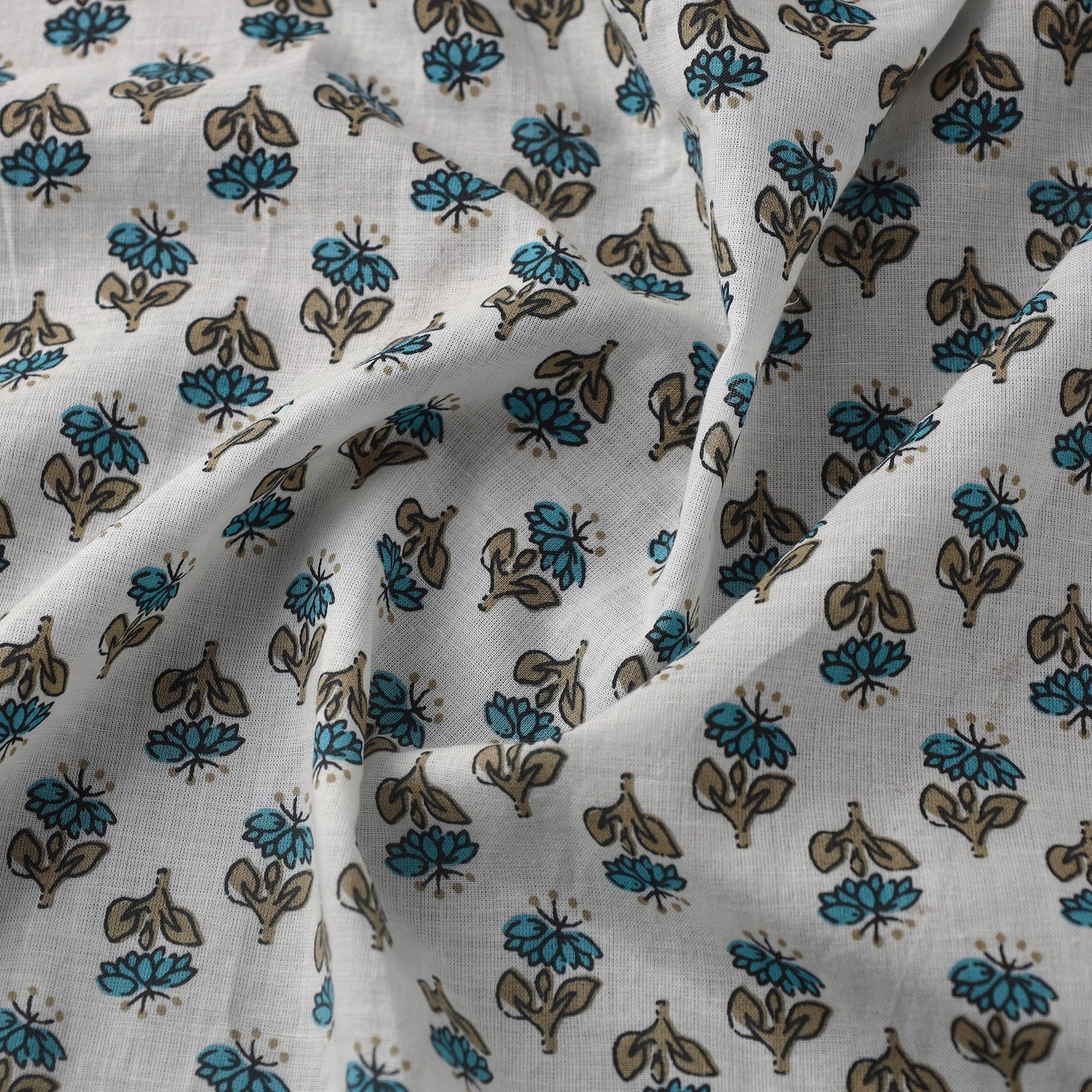White Cotton Jaipur Print Fabric