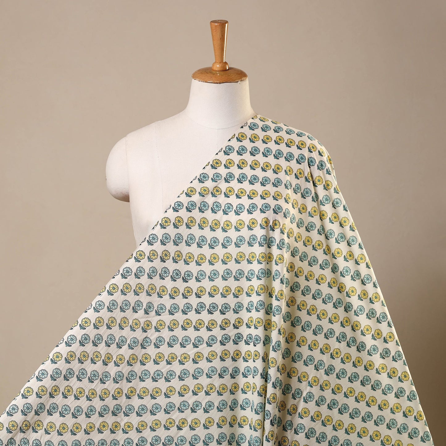 White Cotton Jaipur Print Fabric