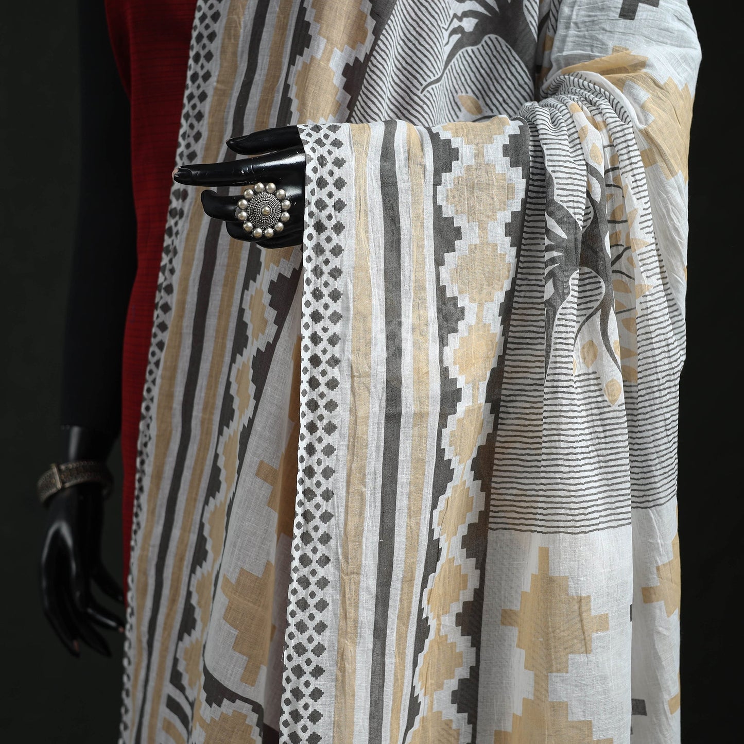 Cotton jaipur printed dupatta 101 - handcrafted