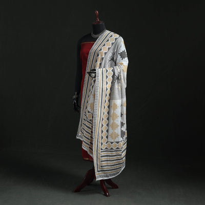 Cotton jaipur printed dupatta 101 - handcrafted