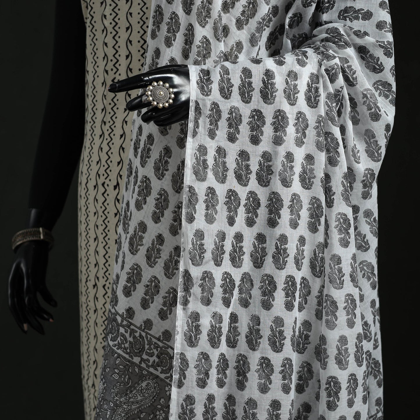 Cotton jaipur printed dupatta 38 - handcrafted