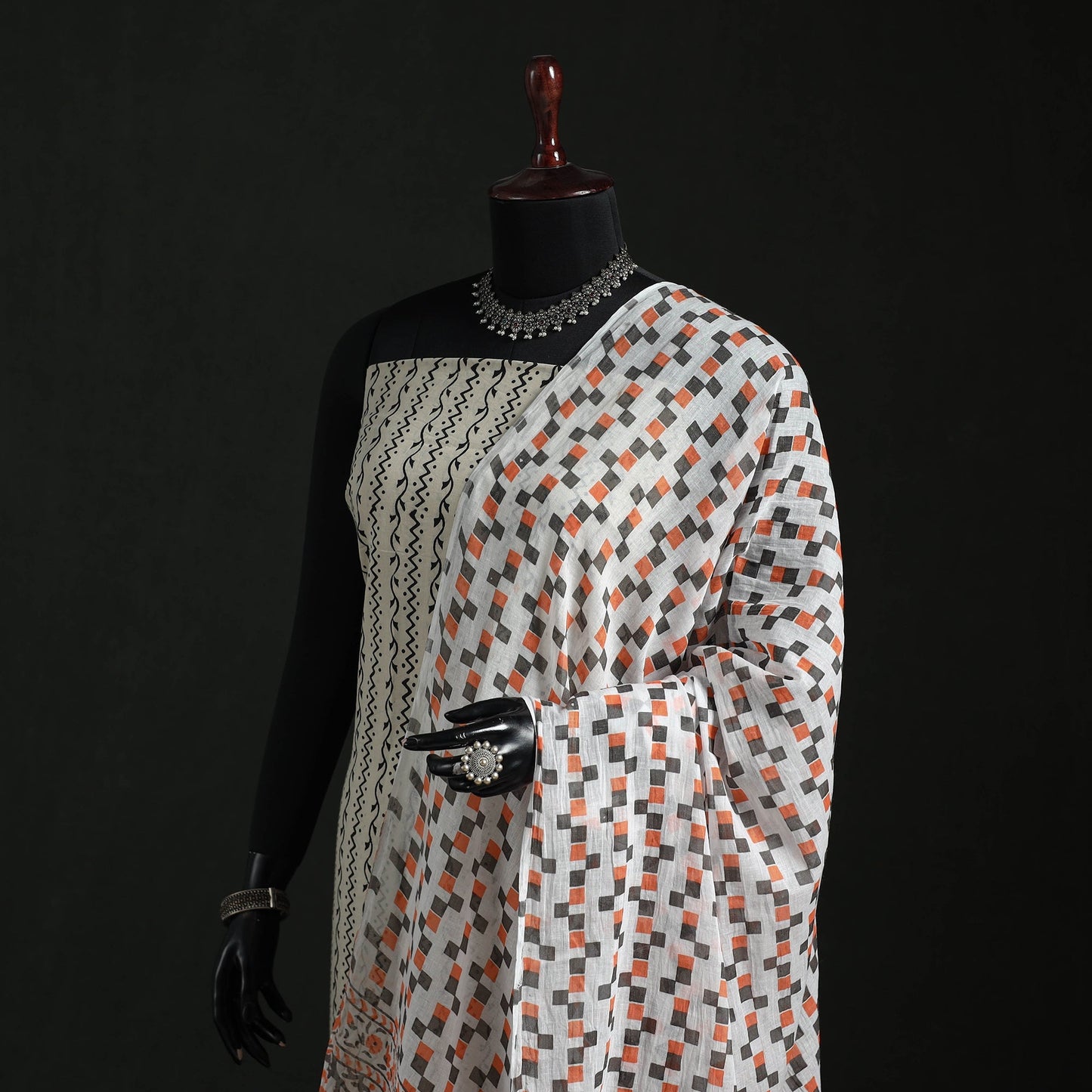 Cotton jaipur printed dupatta 50 - handcrafted