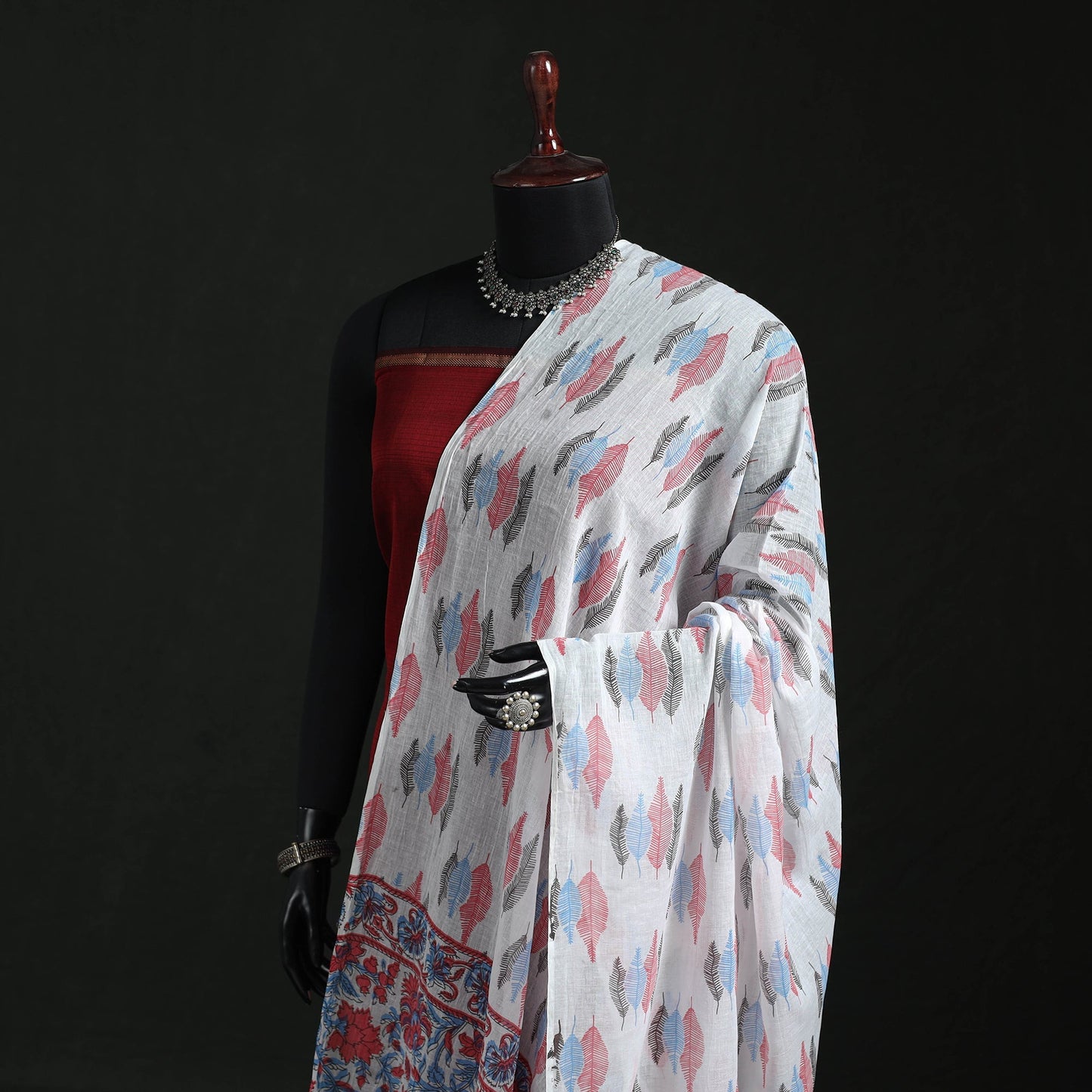 Cotton jaipur printed dupatta 68 - handcrafted