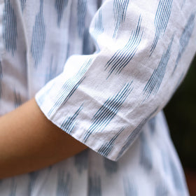 White Cotton A-Line Pochampally Ikat Kurta for women