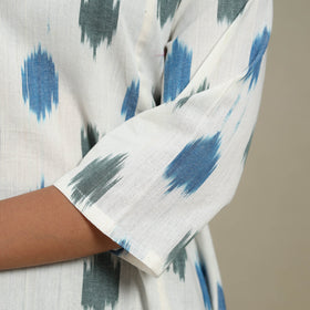 White - cotton a-line pochampally ikat kurta 12