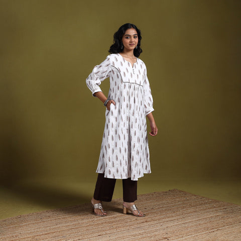 Cotton a-line pochampally ikat kurta for women 05
