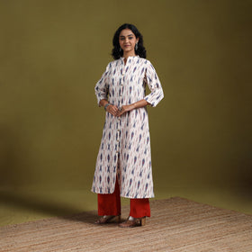 Cotton a-line pochampally ikat kurta for women 07