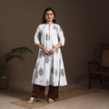 White - cotton a-line sanganeri kurta 07 - handcrafted