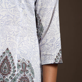 White - cotton a-line sanganeri kurta 07 - handcrafted