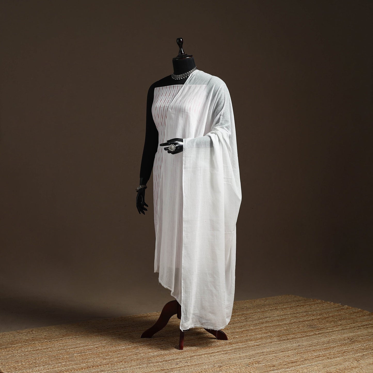 Cotton plain dupatta 02 - handcrafted