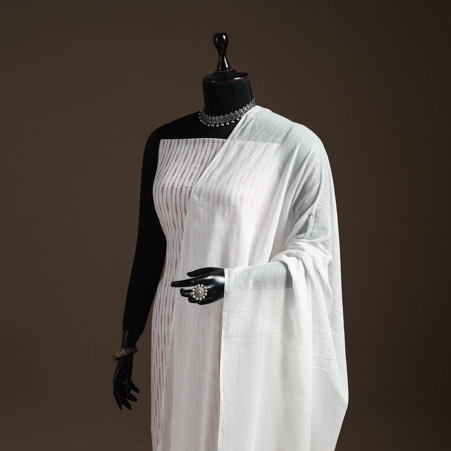 Cotton plain dupatta 02 - handcrafted