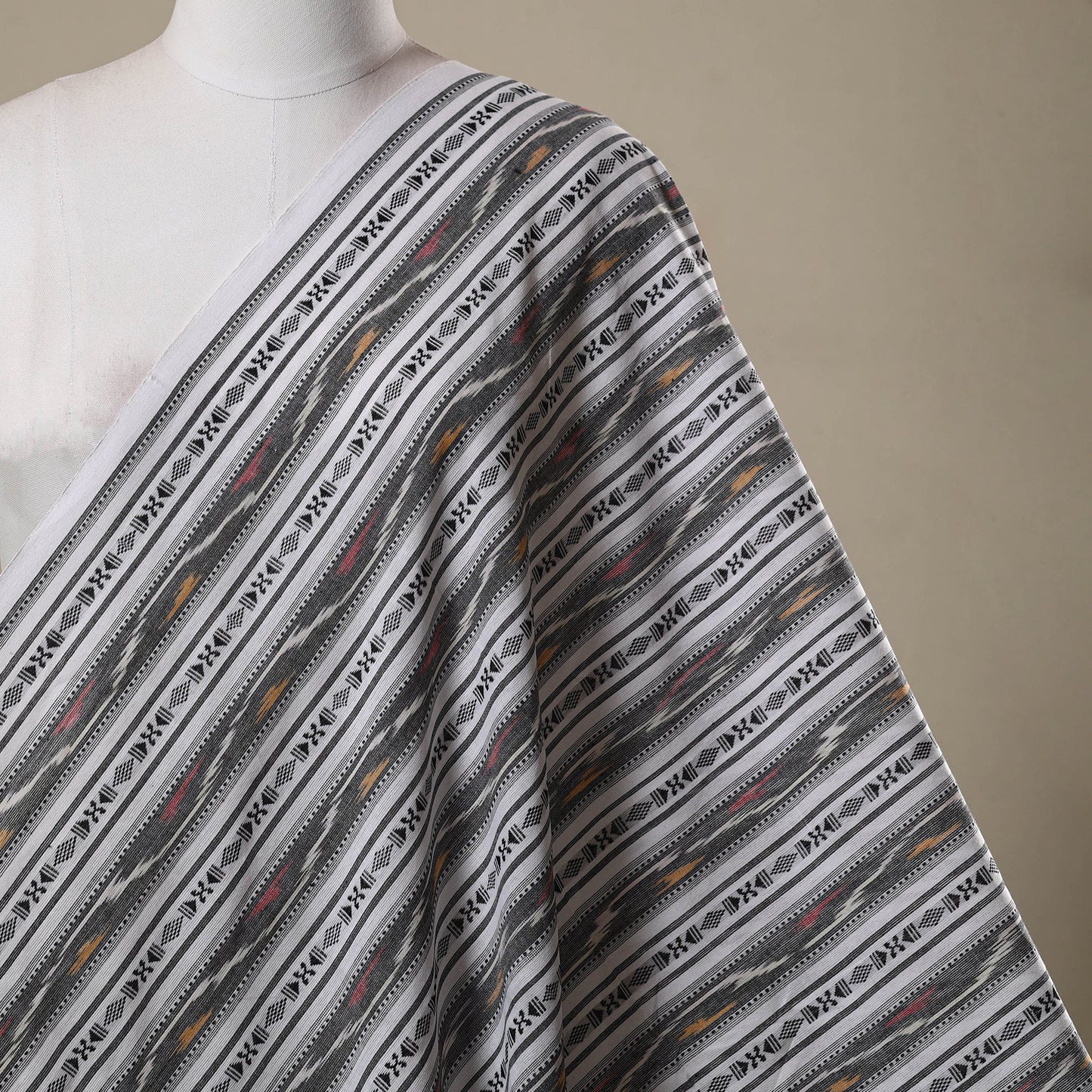 Cotton pochampally dabi ikat fabric 11 - handcrafted