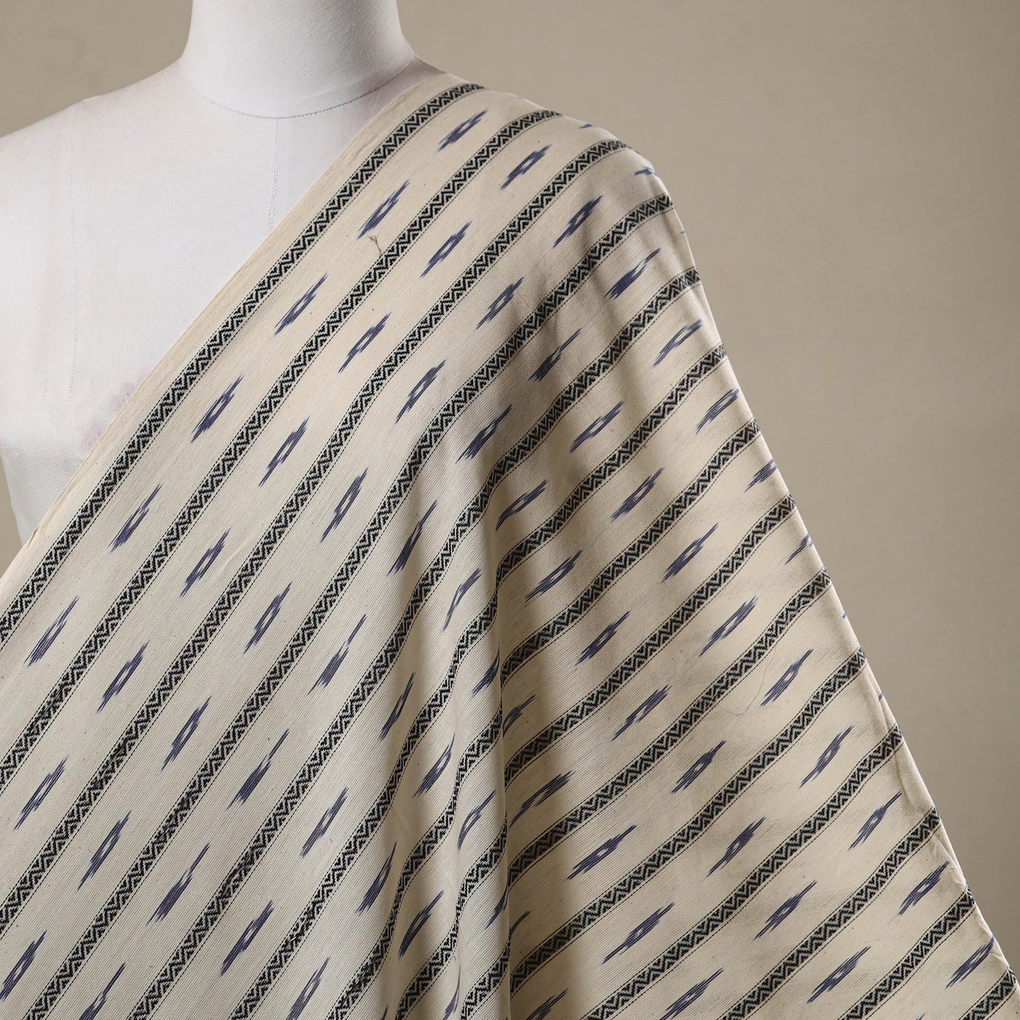 Cotton pochampally dabi ikat fabric 14 - handcrafted