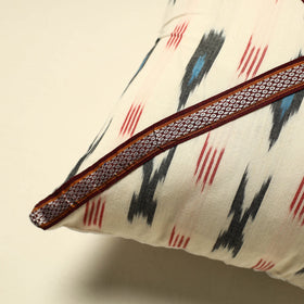 White Cotton Pochampally Ikat Cushion Cover
