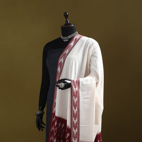White - cotton pochampally ikat dupatta 22 - handcrafted