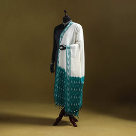 White - cotton pochampally ikat dupatta 23 - handcrafted