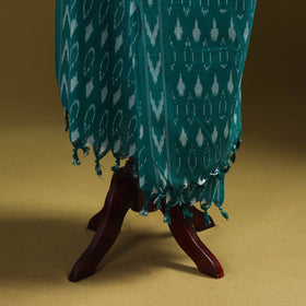 White - cotton pochampally ikat dupatta 23 - handcrafted