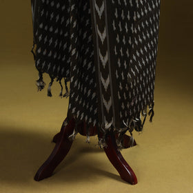 White - cotton pochampally ikat dupatta 25 - handcrafted