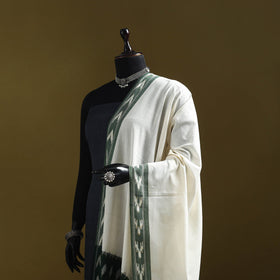 White - cotton pochampally ikat dupatta 26 - handcrafted