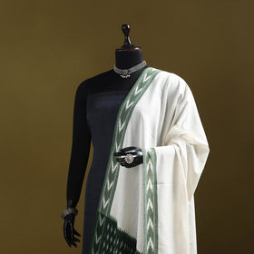 White - cotton pochampally ikat dupatta 27 - handcrafted