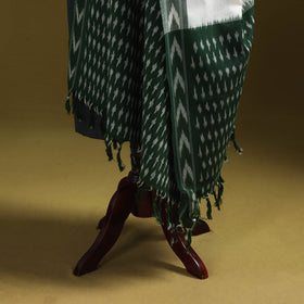 White - cotton pochampally ikat dupatta 27 - handcrafted