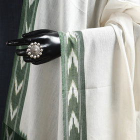 White - cotton pochampally ikat dupatta 27 - handcrafted