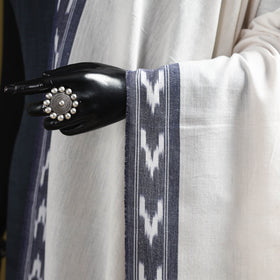 White - cotton pochampally ikat dupatta 31 - handcrafted