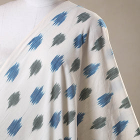 White - cotton pochampally ikat fabric 01 - handcrafted