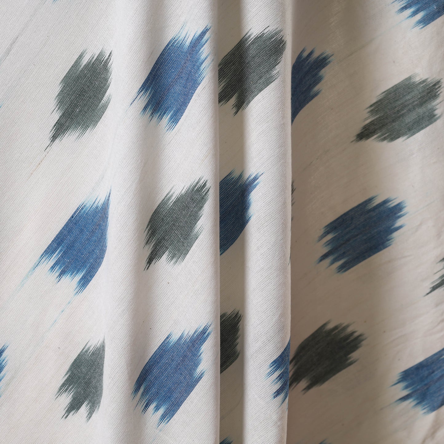 White - cotton pochampally ikat fabric 01 - handcrafted