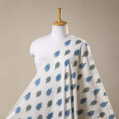 White - cotton pochampally ikat fabric 01 - handcrafted