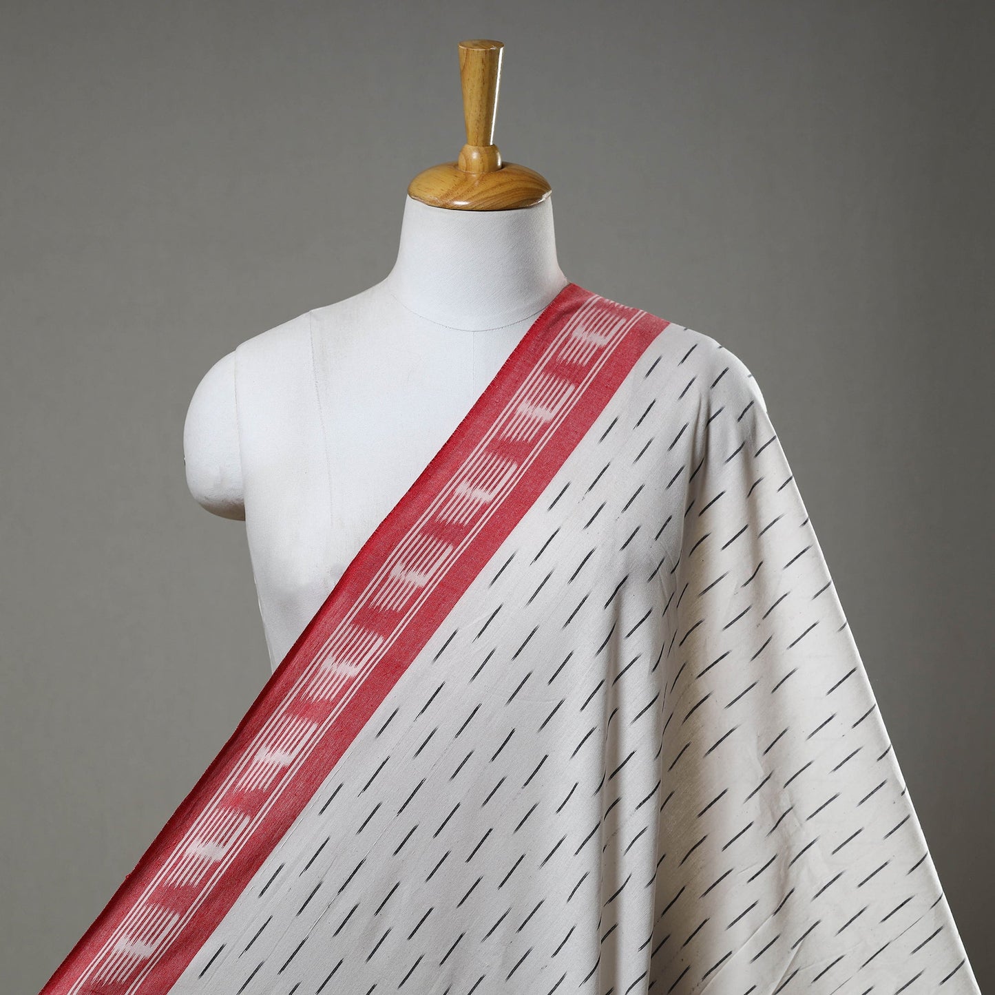 Buy White Cotton Pochampally Ikat Fabric