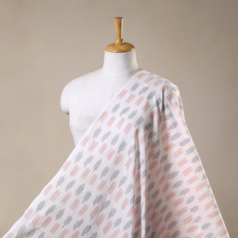 White - cotton pochampally ikat fabric 10 - handcrafted