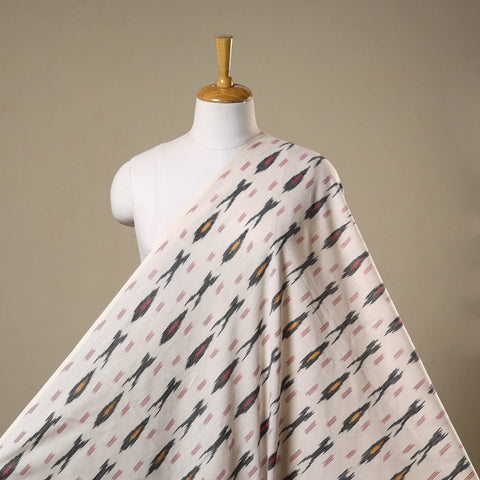 White - cotton pochampally ikat fabric 10 - handcrafted