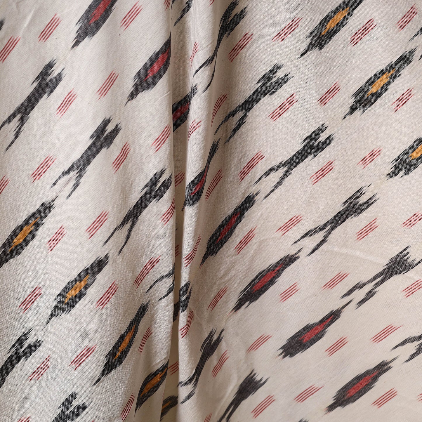 White - cotton pochampally ikat fabric 10 - handcrafted