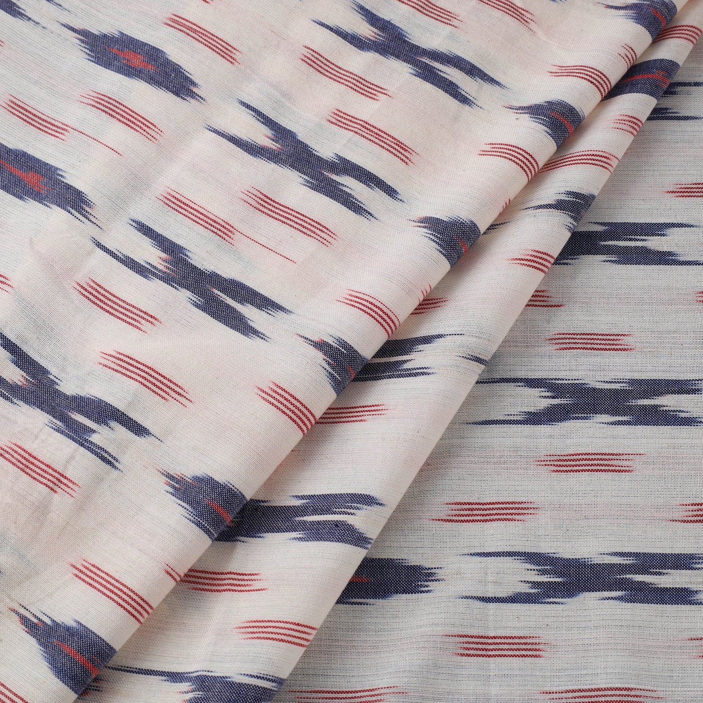 White Cotton Pochampally Ikat Fabric