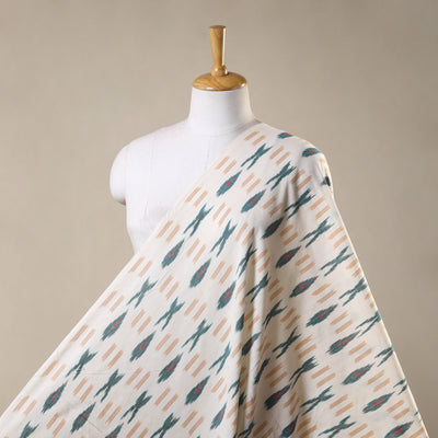 White - cotton pochampally ikat fabric 14 - handcrafted