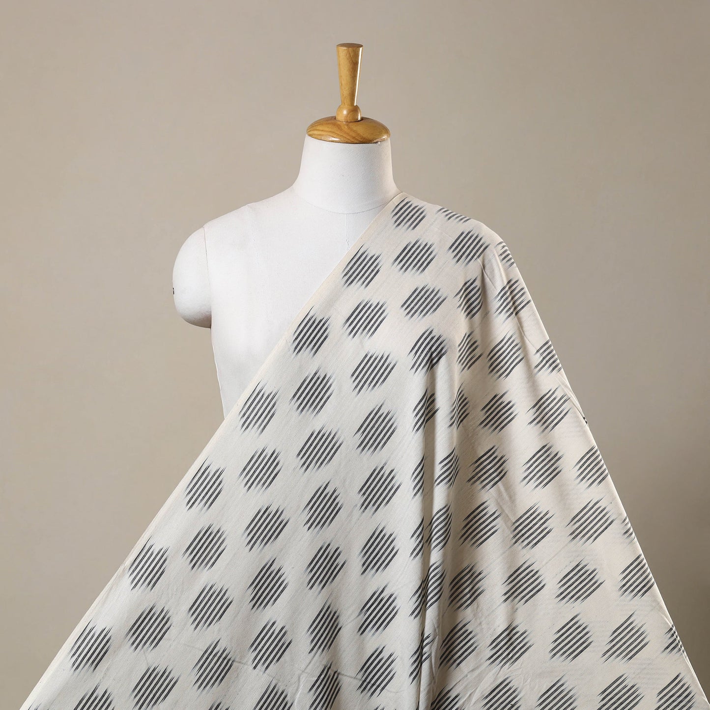 White - cotton pochampally ikat fabric 14 - handcrafted