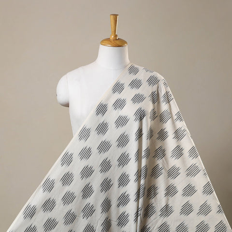 White - cotton pochampally ikat fabric 14 - handcrafted