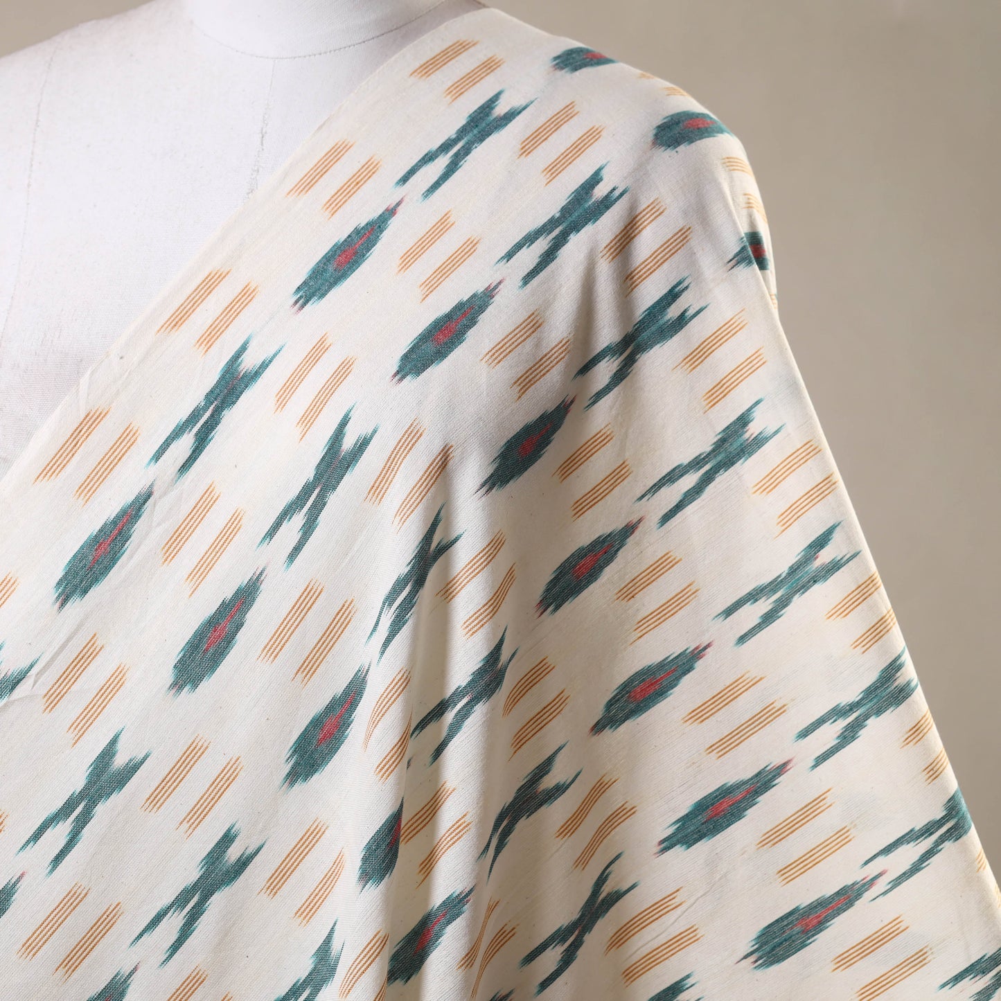 White - cotton pochampally ikat fabric 14 - handcrafted