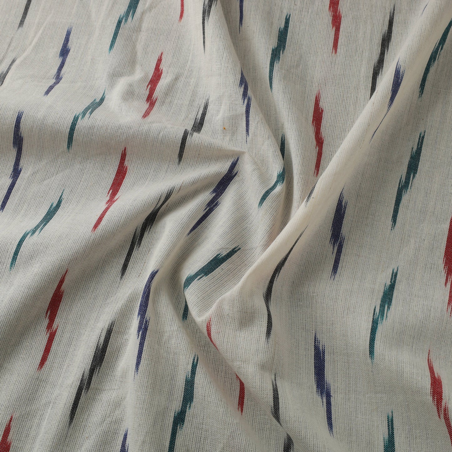 White Cotton Pochampally Ikat Fabric