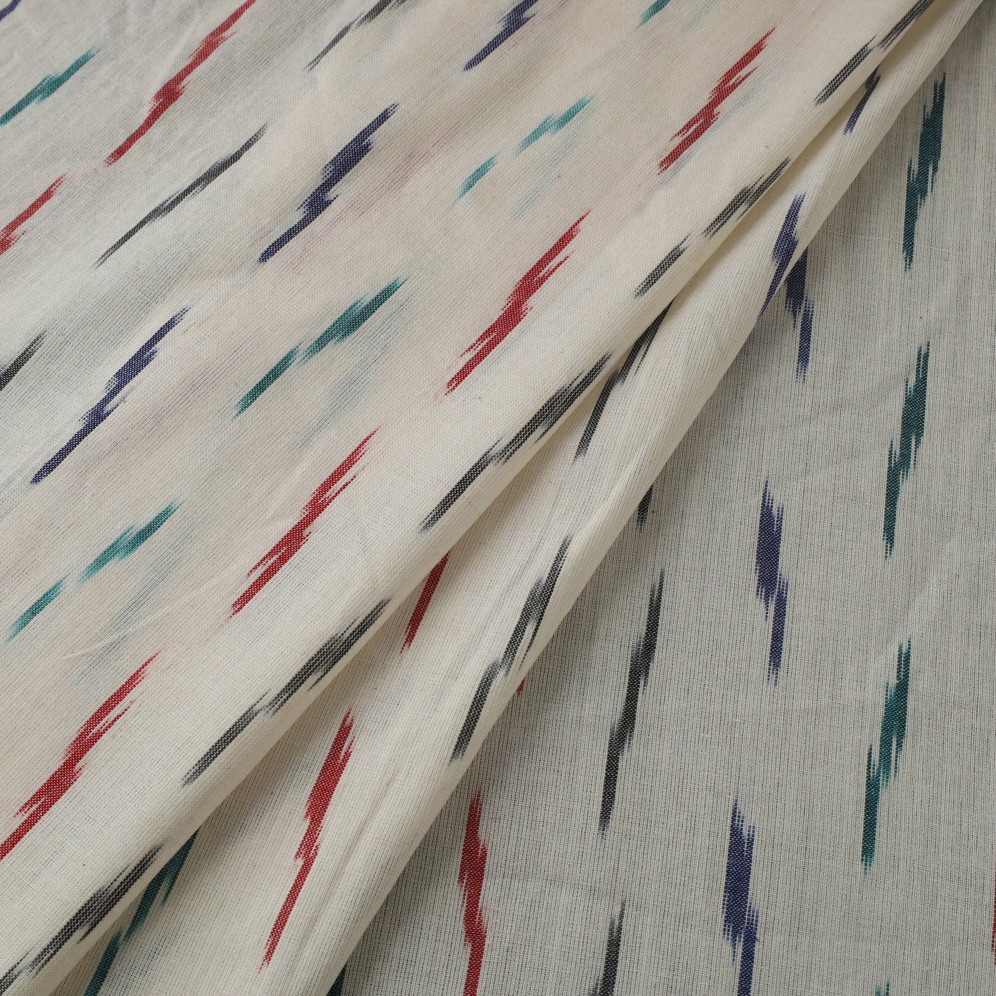 White Cotton Pochampally Ikat Fabric