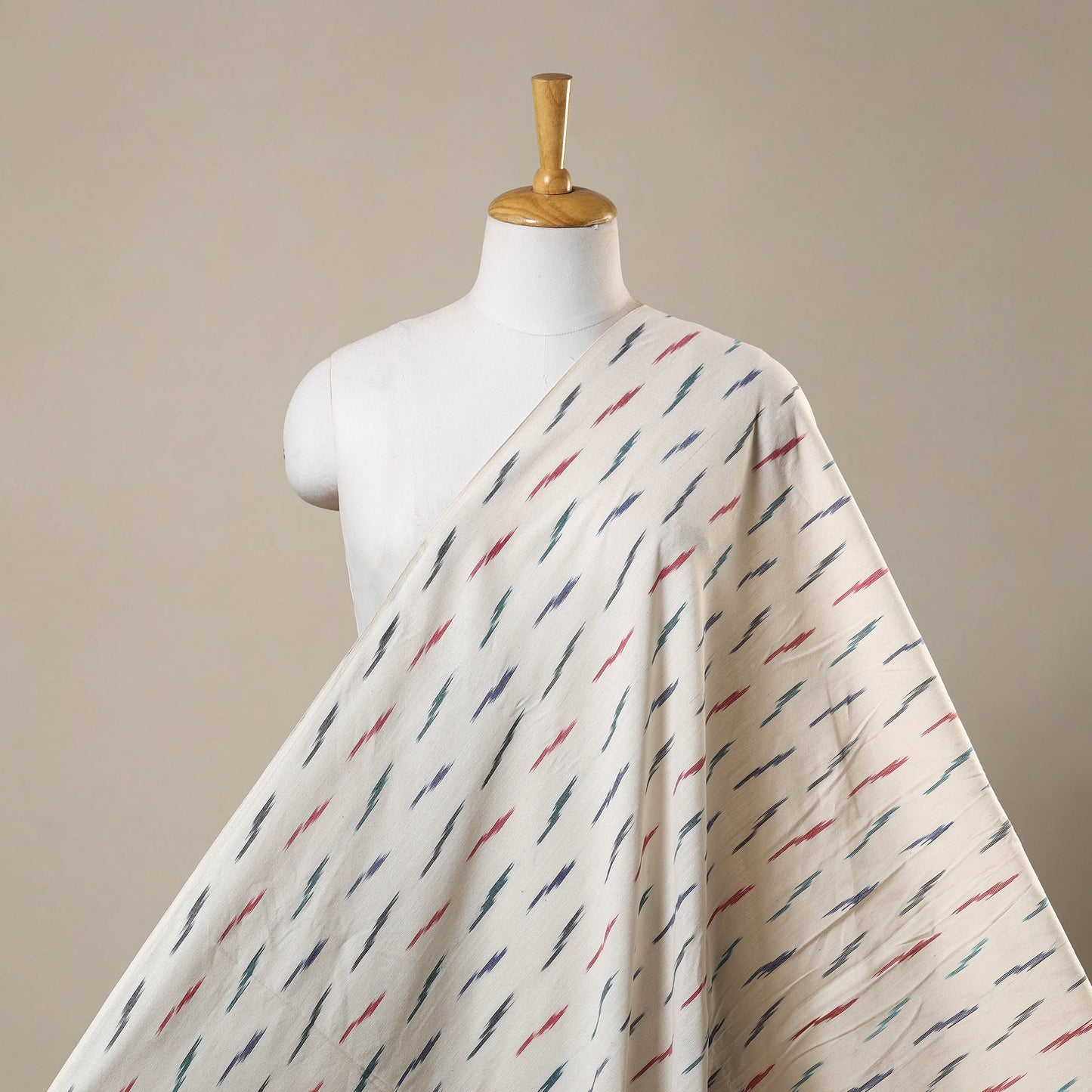 White Cotton Pochampally Ikat Fabric