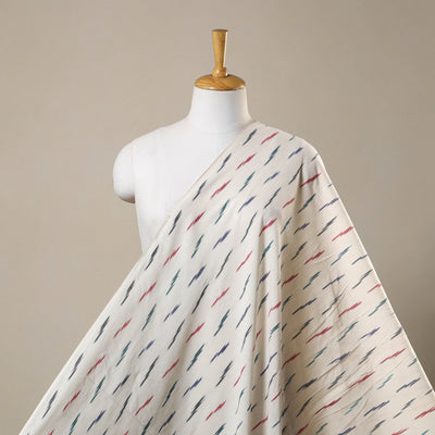 White Cotton Pochampally Ikat Fabric