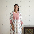 White Cotton Pochampally Ikat Kurta for Women