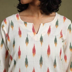 White Cotton Pochampally Ikat Night Suit Set