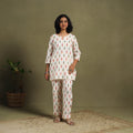 White Cotton Pochampally Ikat Night Suit Set