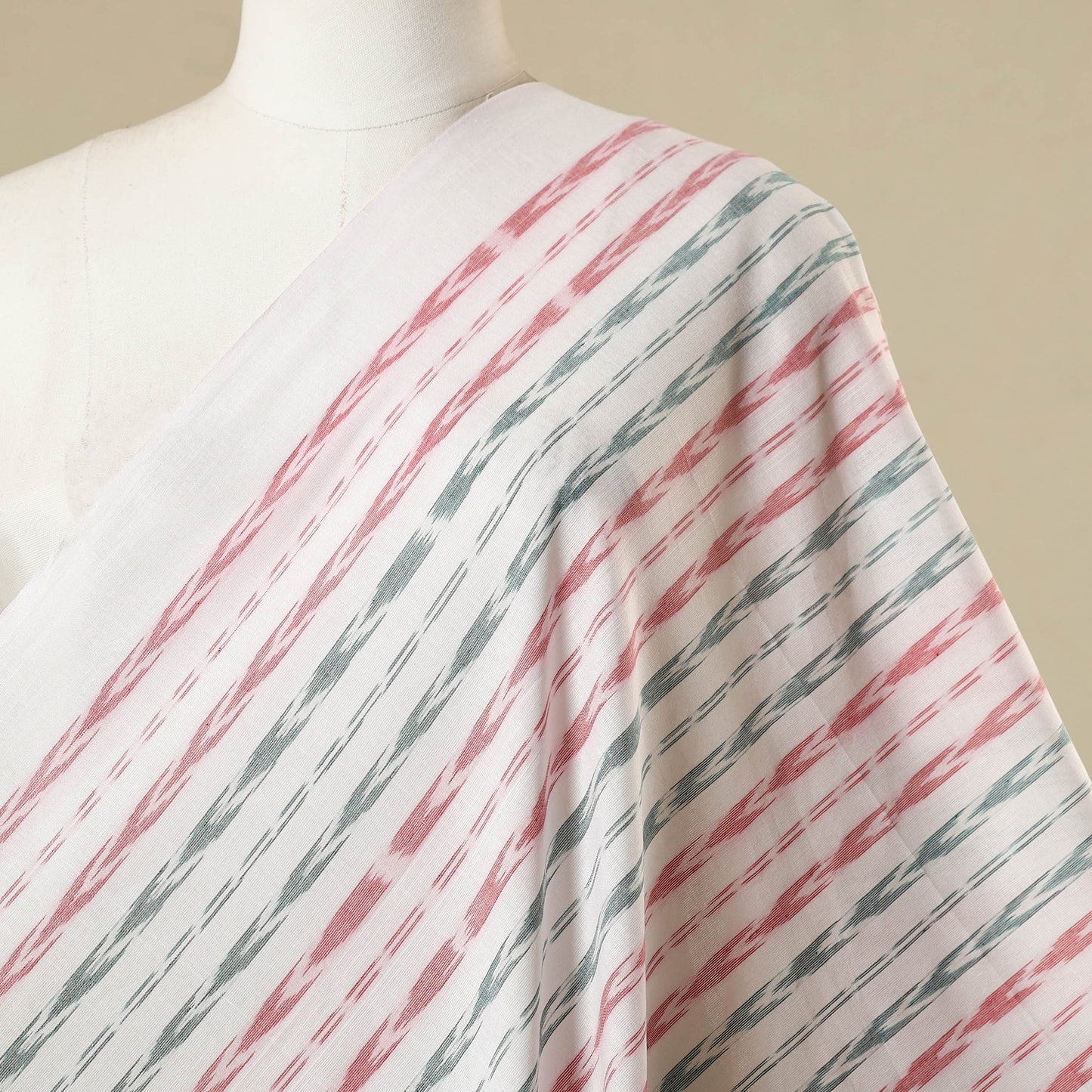 White - cotton sambalpuri ikat fabric 24 - handcrafted