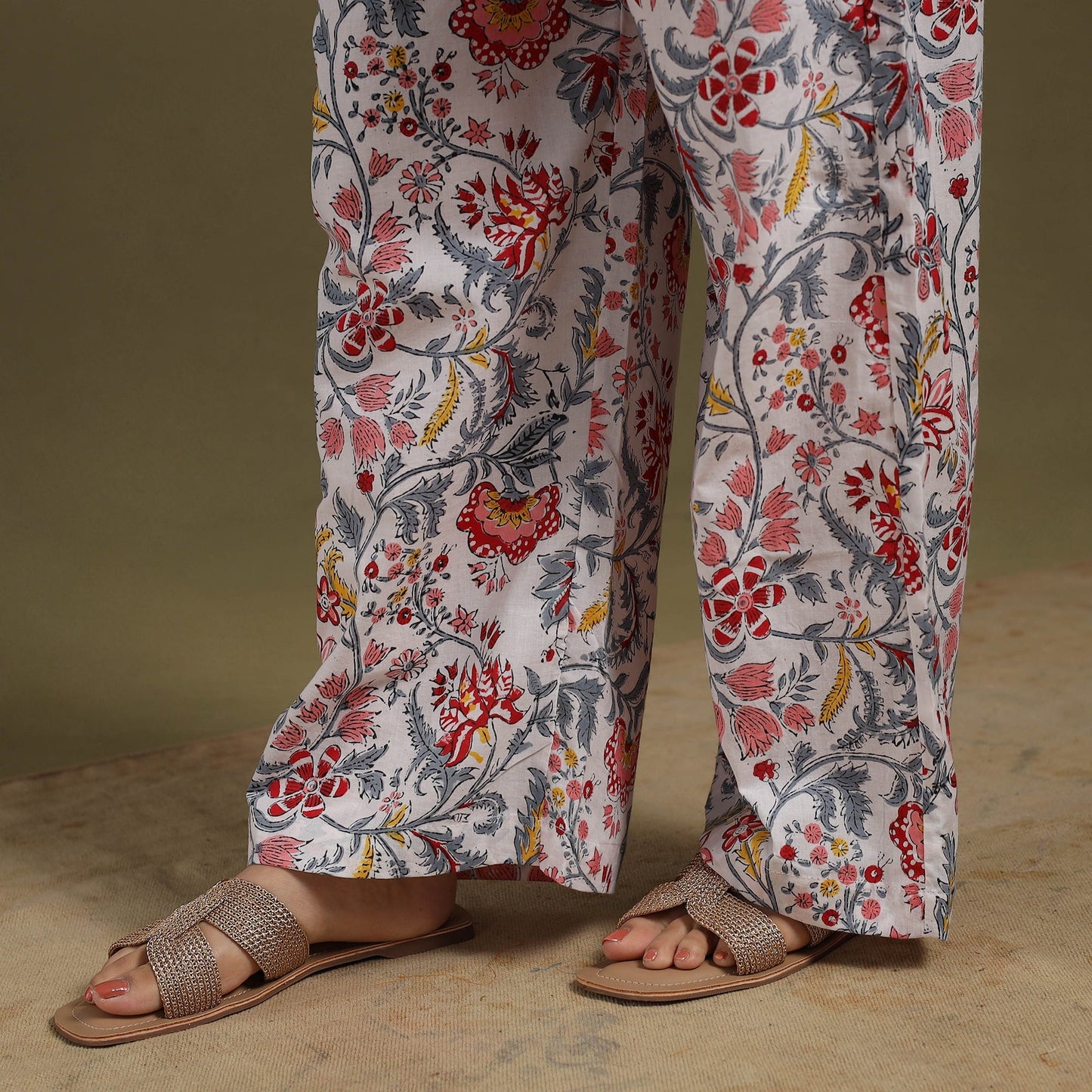 White - cotton sanganeri co-ord set 07 - handcrafted