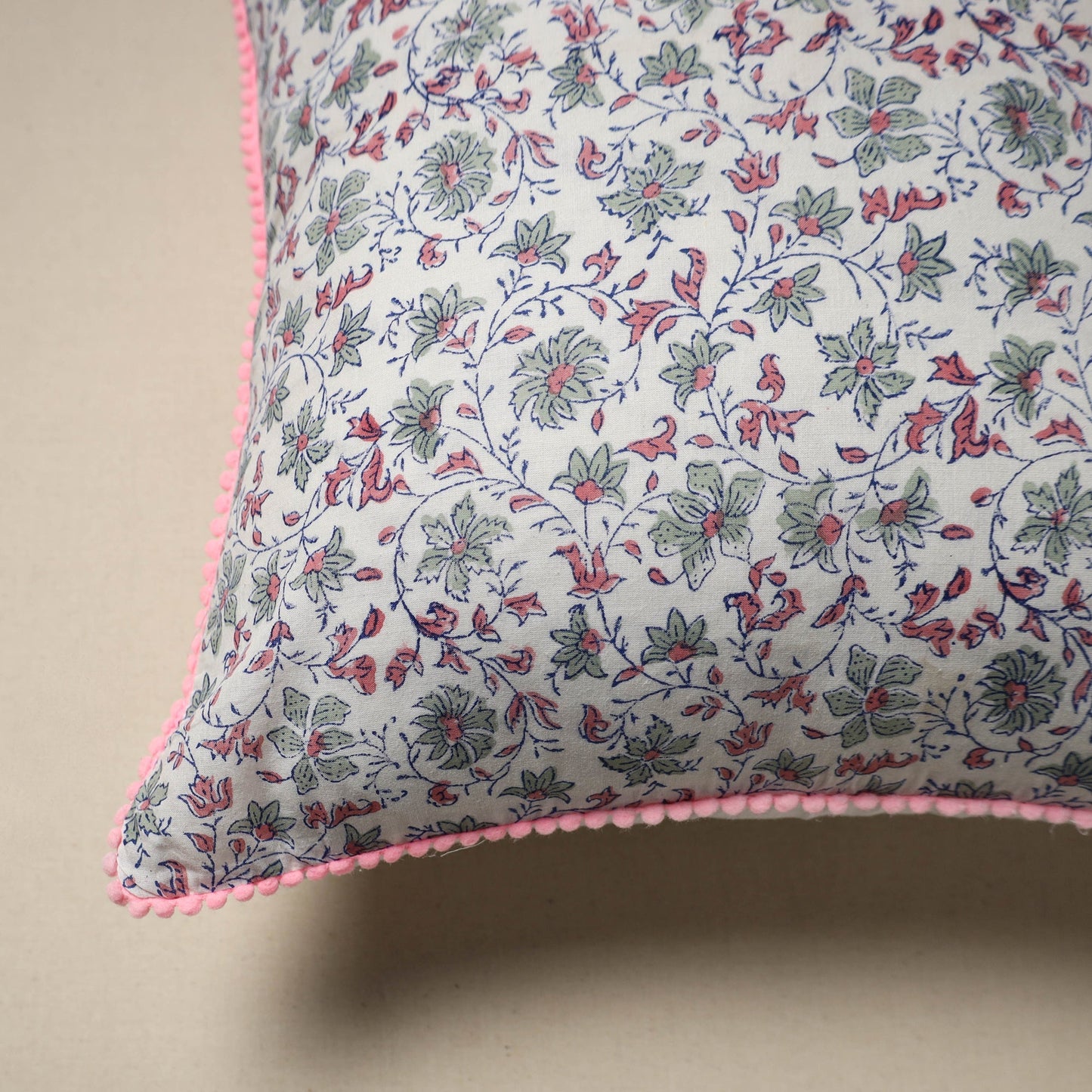 Cotton sanganeri cushion cover 10 - handcrafted